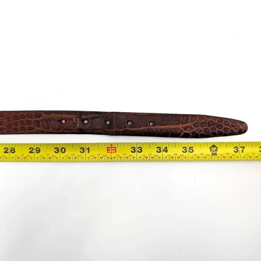 Martin Dingman American Alligator Leather Belt Brown Brass Buckle Handmade‎ USA